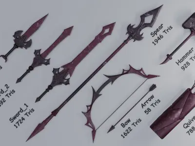 Melee Weapon Pack 01 Low-poly 3D model