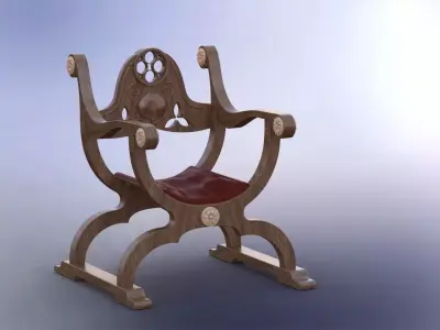 antique chair 3D model 6