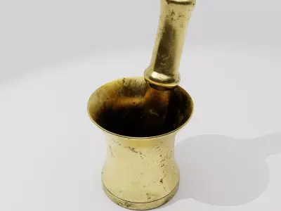 Antique Metallic Mortar and Pestle Low-poly 3D model