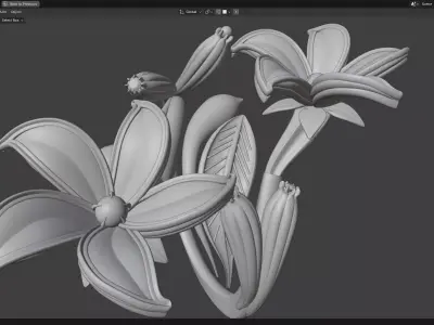 gold  and platinum jewelry floral design Low-poly 3D model