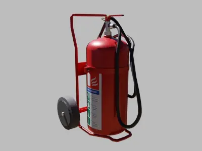 Wheeled Fire Extinguisher - Safety and Emergency Equipment Low-poly 3D model