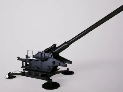 210-mm cannon Br-17 Low-poly 3D model