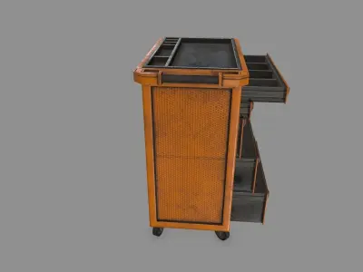Cupboard wooden cabinet on wheels Low-poly 3D model