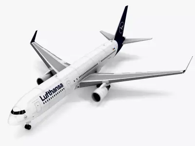 Boeing 767-300ER Lufthansa Airlines Low-poly 3D model
