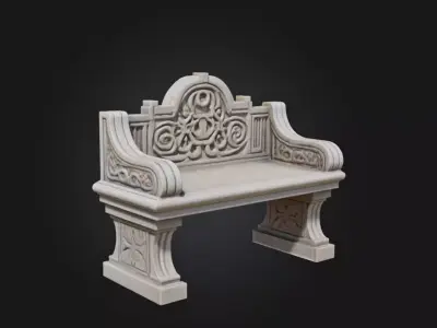 Stone Bench 1 3d model 3D model