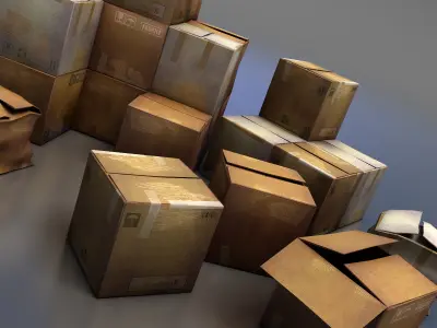 Cardboard Boxes Low-poly 3D model purchase