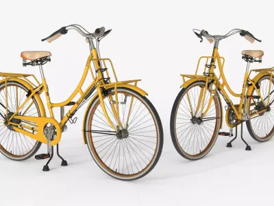 Yellow Vintage City Bicycle 3D model