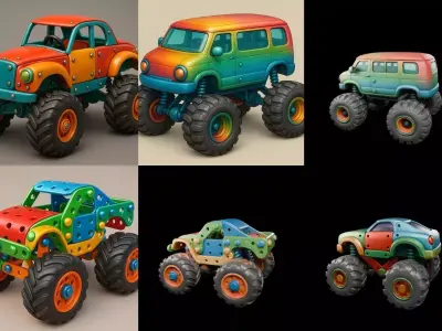Monster Truck bundle 1 pack 100 glb 3D model