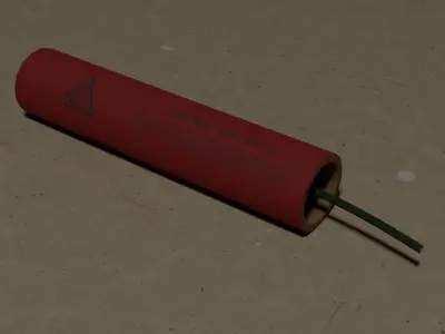 Firecracker tube with wire Low-poly 3D model