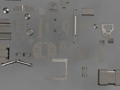 Hard surface Kitbash library technical part Low-poly 3D model