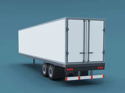 Cartoon Stylized  Refrigerated Semi Trailer Low-poly 3D model
