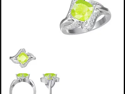 JCD Format Antique color stone rings 3dm jewelry 3D print model