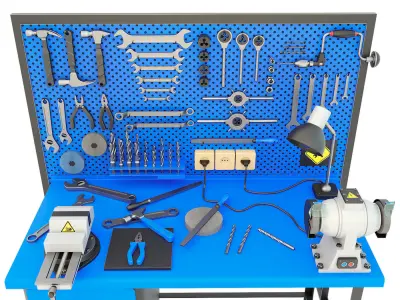 Workbench and garage tools 21 Items - Collection 3 3D model