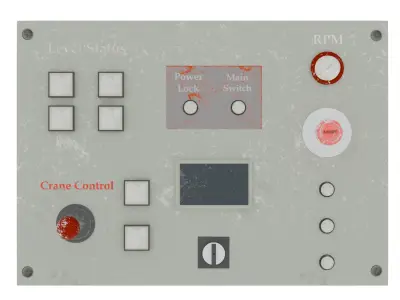  Vintage industrial control panel Low Poly Model Low-poly 3D model