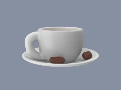 Coffee Cup and Beans 3D model