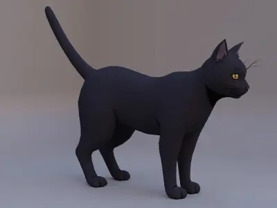 Black Cat  Low-poly 3D model