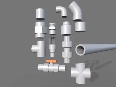 Plastic Pipes Low-poly 3D model