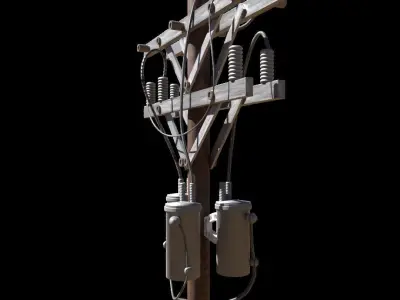Low Poly Electric Post 3d Model 3D model