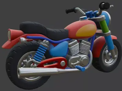Cartoon Motorcycle 3D Model 3D model purchase