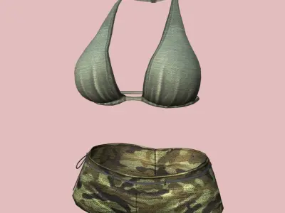 Sexy Green Army Bikini Low-poly 3D model