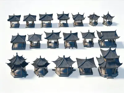 Chinese-style pavilions 3D model