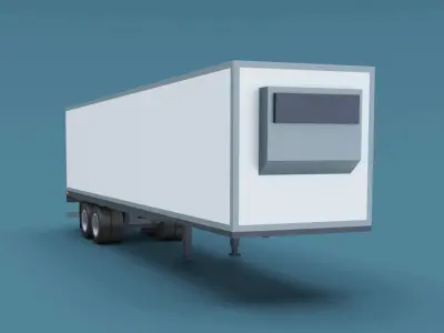 Cartoon Stylized  Refrigerated Semi Trailer Low-poly 3D model