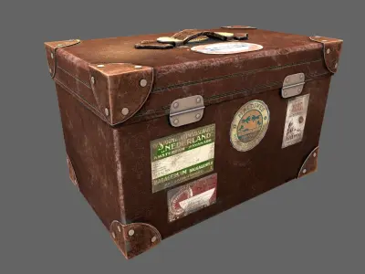 Suitcase Luggage Travel Lowpoly Vintage 3d Game model Low-poly 3D model