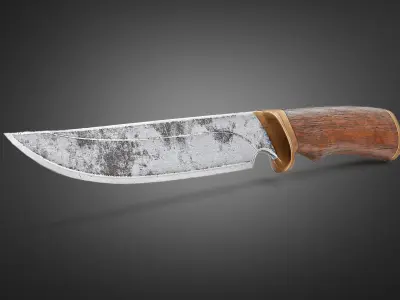 PBR crafted melee weapon hunting knife er1 Low-poly 3D model