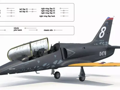 Czech Aero L-39 Skyfox Trainer Jet Rigged for Maya 3D model