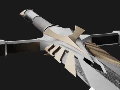 Bastard sword Low-poly 3D model buy
