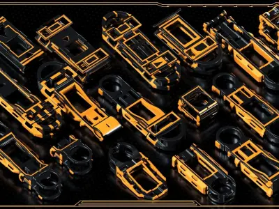 Sci-Fi Hard Surface KITBASH DETAILS PACK   3D model