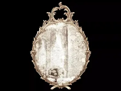 Italian Oval Gold Giltwood Carved Wall Mirror 3D model