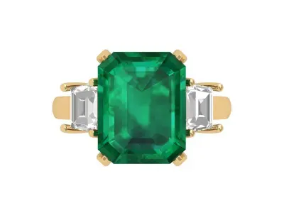 Emerald 3 Stone Ring 3D print model get