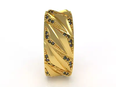 Round Diamond Mens Wedding Band 3D print model