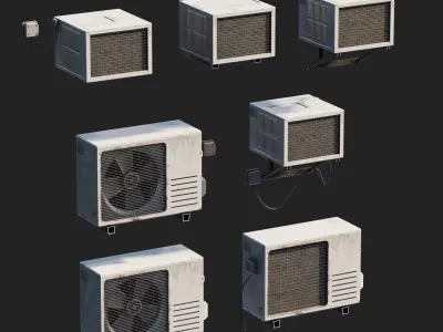 Air Conditioner set Low-poly 3D model