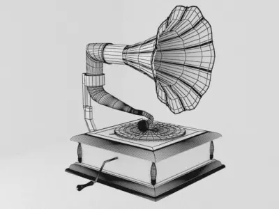Gramophone Low-poly 3D model 5