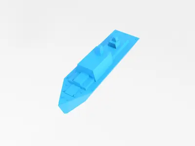 Cartoon Simple Warship v1 004 Low-poly 3D model