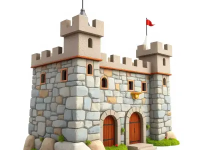 Medieval Stone Castle model pack Low-poly 3D model 3