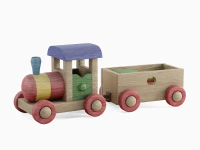 Wooden Toy Train Colored  3D model
