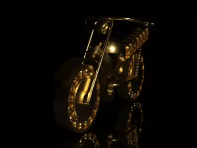 3d bike model golden motorcycle 3D model