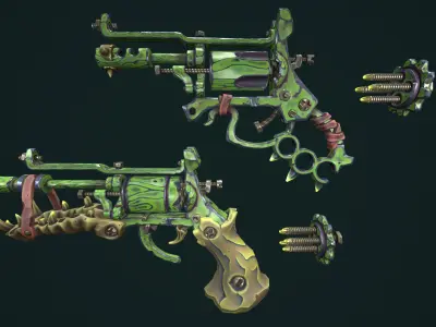 Modular stylized desert revolver Low-poly 3D model