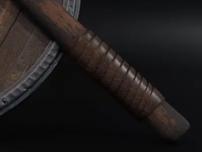 Axe and Shield Viking Free low-poly 3D model