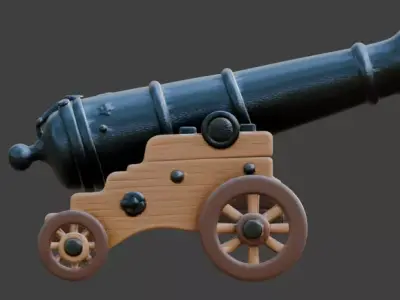 Stylized Pirate Cannon  Model Low-poly 3D model