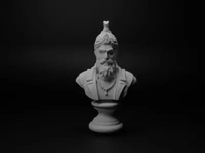 Indian Rajput Warrior Bust Chess 3D print model