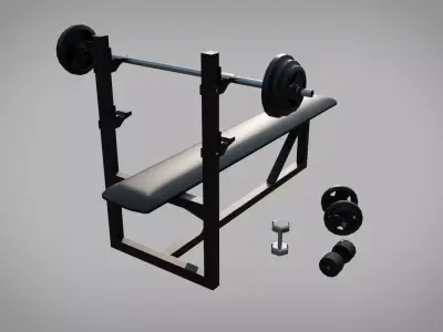 Gym lifting bench Low-poly 3D model