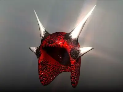 Red Imp Dragon Helmet Low-poly 3D model