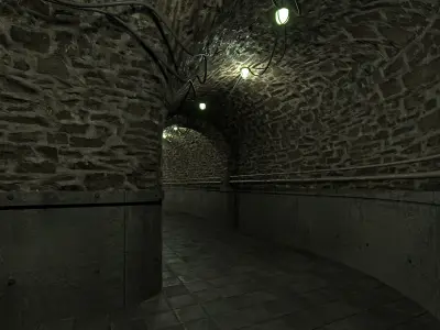 Low poly Underground Tunnel corridor 02 Low-poly 3D model