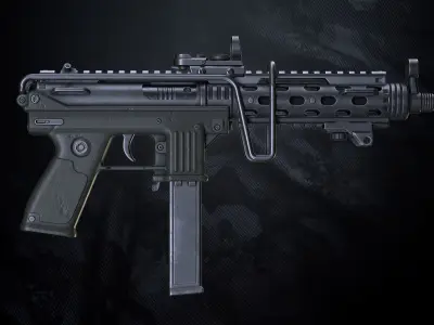 PM-33 SMG With hands And Weapon Case Low-poly 3D model
