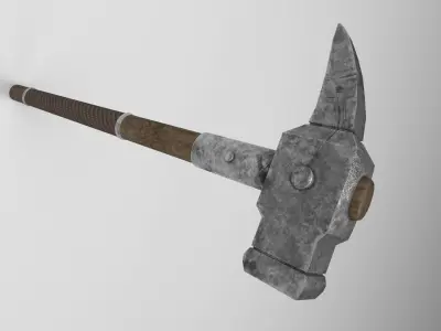 Medieval battle hammer 1 Low-poly 3D model