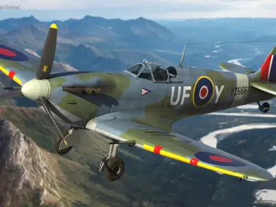 British WWII Fighter Aircraft Supermarine Spitfire 3D model